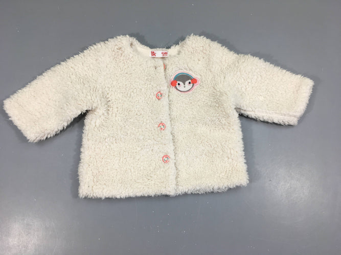 Gilet softy blanc pingouin, moins cher chez Petit Kiwi