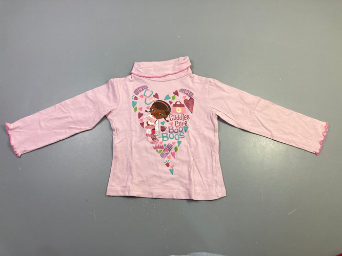 T-shirt m.l rose imprimé Doc McStuffins, moins cher chez Petit Kiwi
