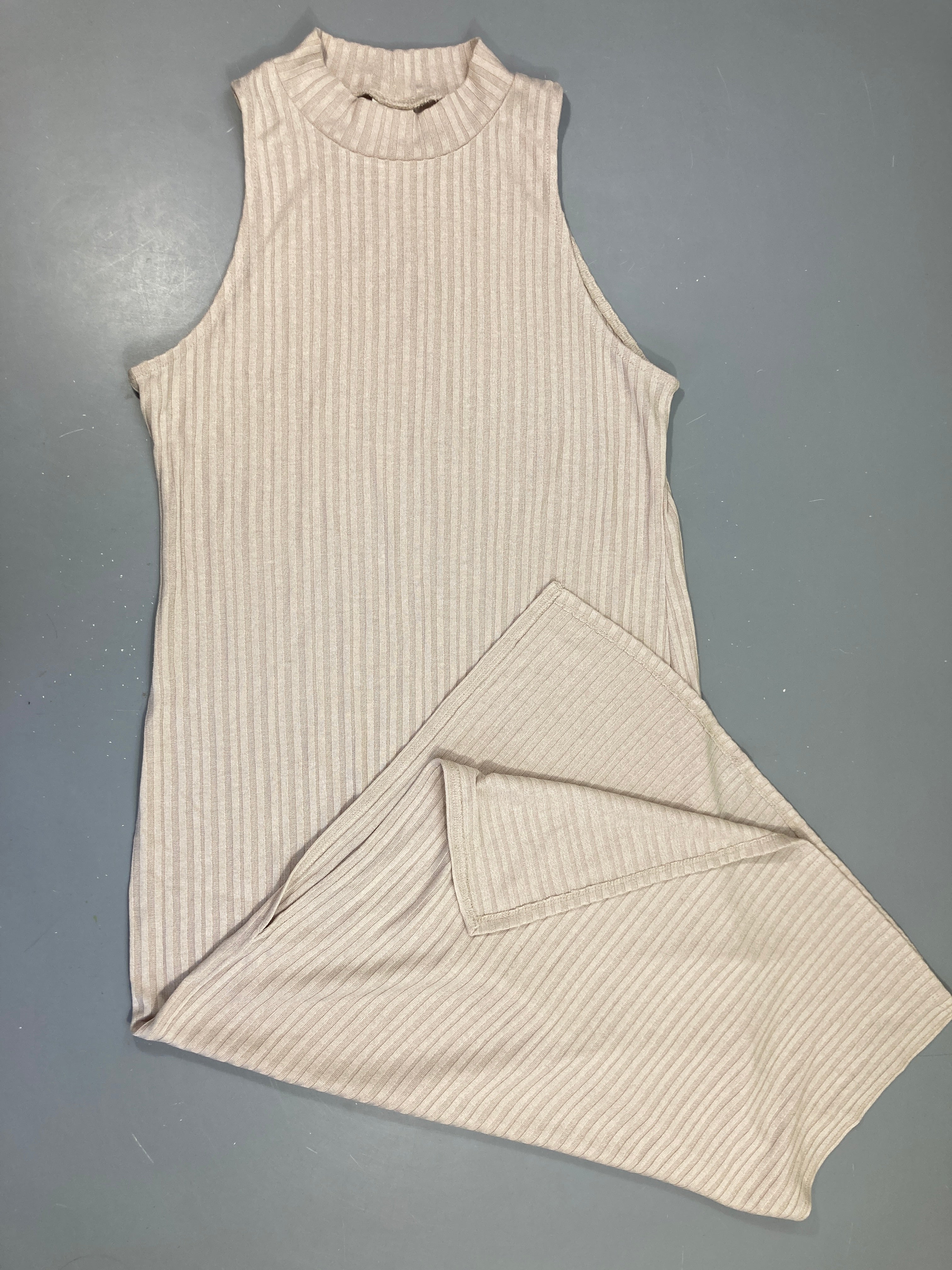 Robe tube s.m beige côtelé