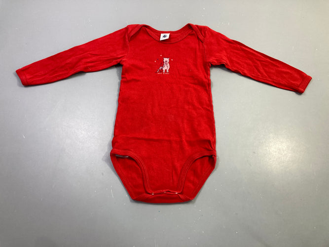 Body m.l rouge imprimé ours, moins cher chez Petit Kiwi