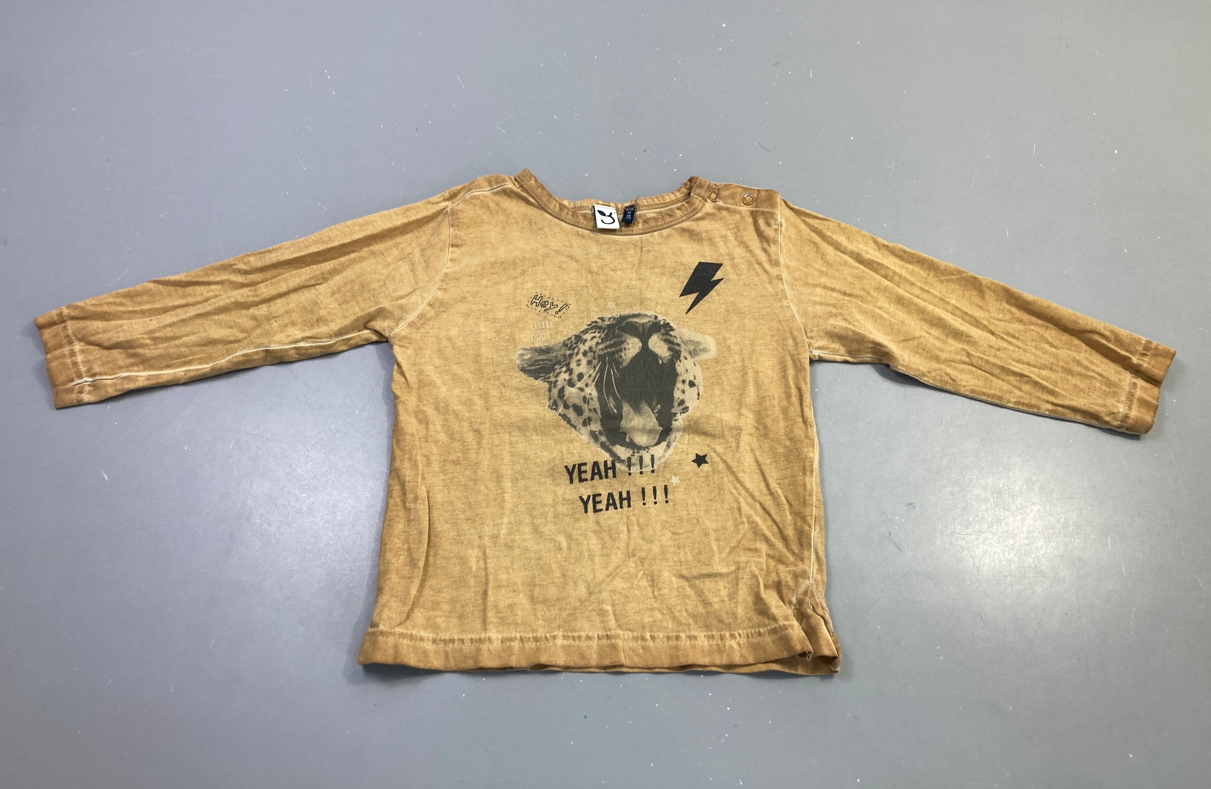 T-shirt m.l moutarde imprimé léopard Yeah effet délavé