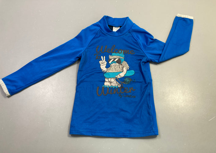 T-shirt m.l bleu imprimé Welcome to Winter bouloché, moins cher chez Petit Kiwi