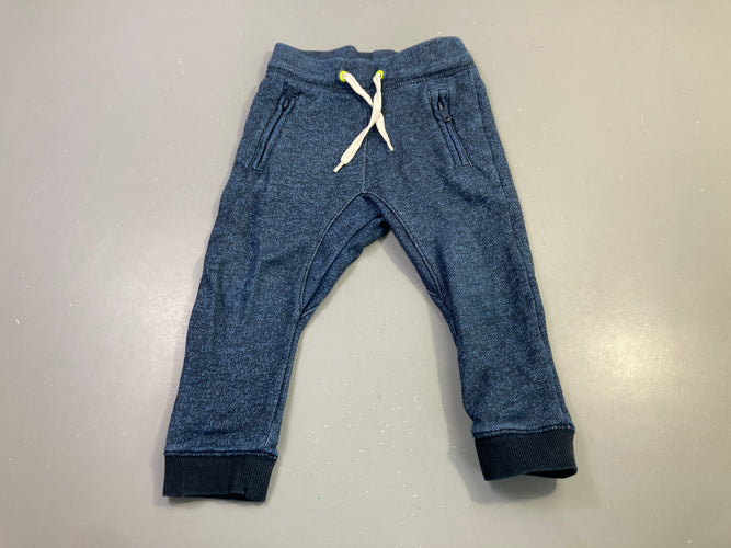 Pantalon jogging bleu chiné zippé, moins cher chez Petit Kiwi