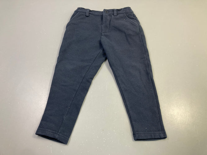 Pantalon coton piqué bleu marine-bouloché+, moins cher chez Petit Kiwi
