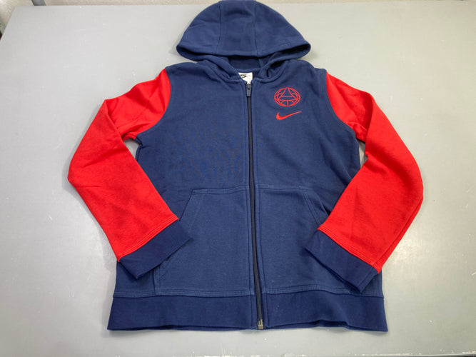 Sweat capuche zippé bleu marine et rouge, moins cher chez Petit Kiwi