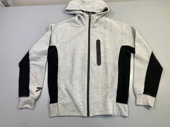 Sweat capuche zippé gris chiné et noir, moins cher chez Petit Kiwi