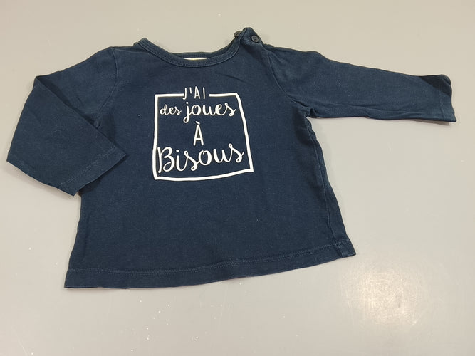 T-shirt m.l bleu marine " j'ai des joues à bisous", moins cher chez Petit Kiwi