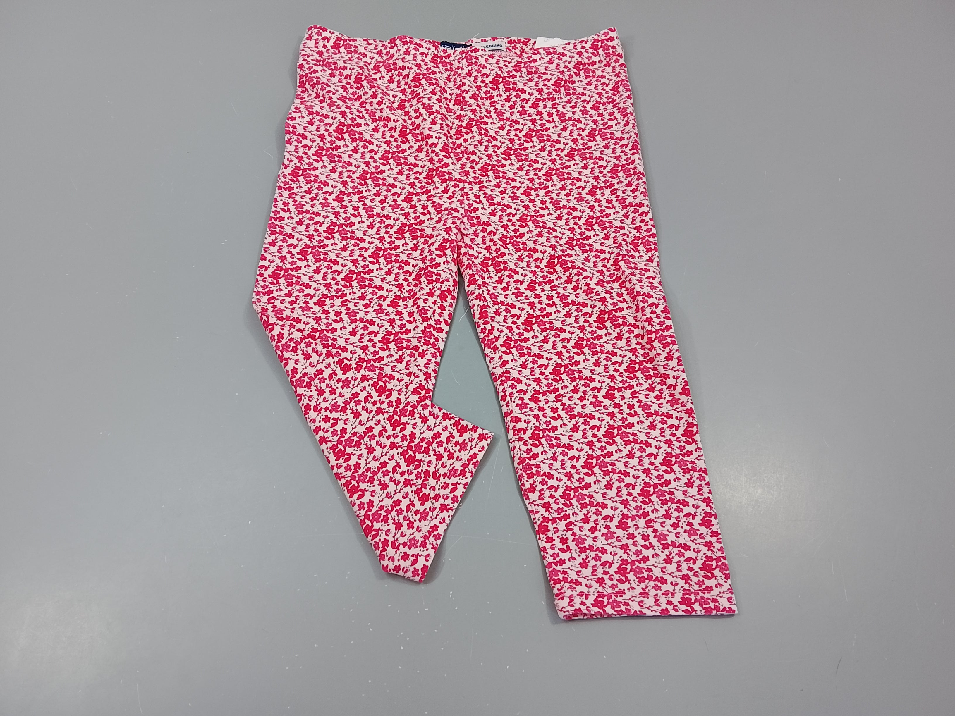 Legging 3/4 blanc à fleurs roses