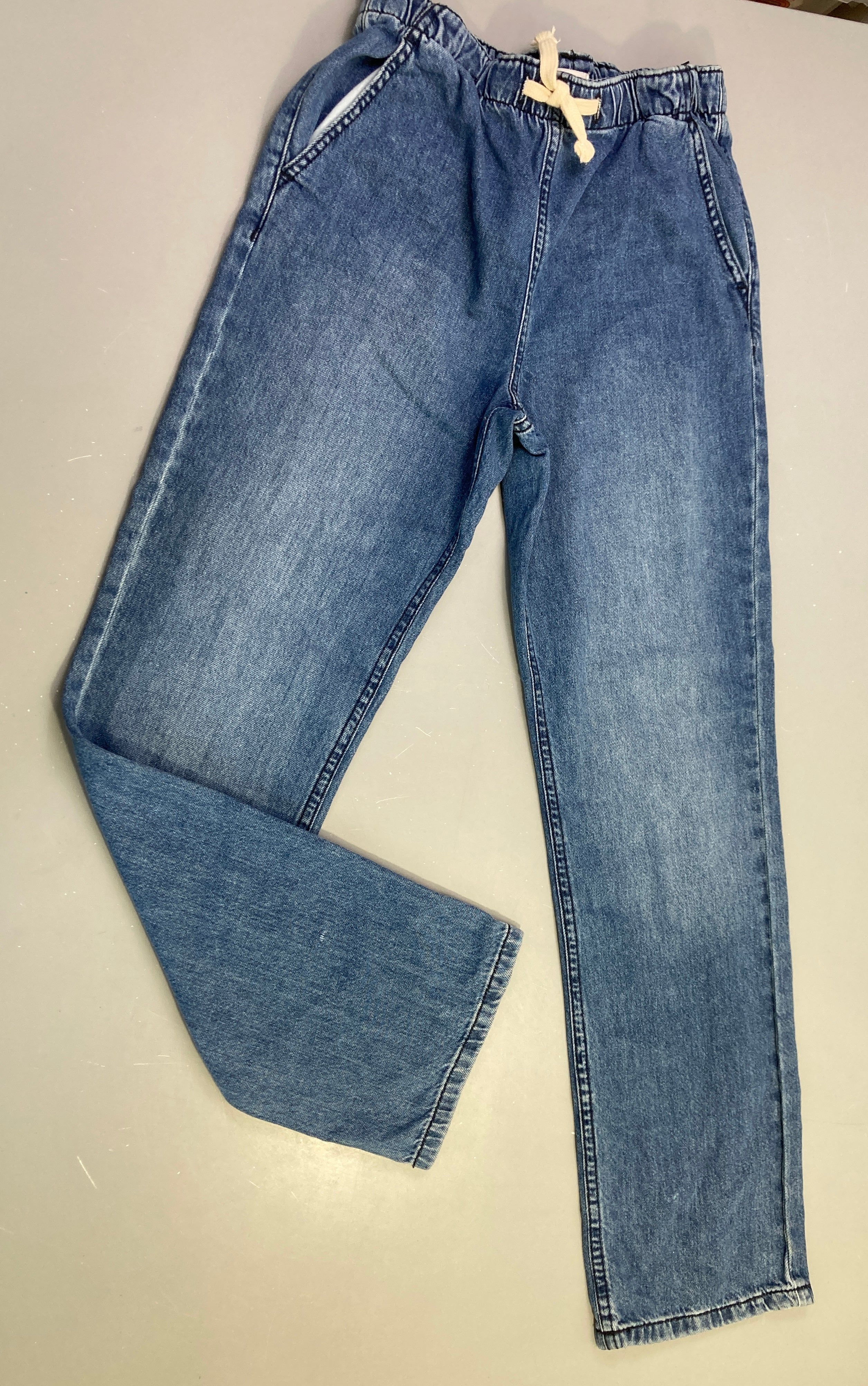 Jean taille élastique bleu délavé