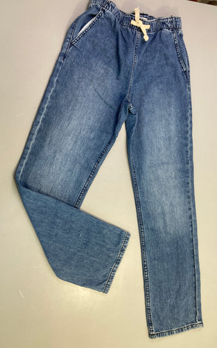 Jean taille élastique bleu délavé, moins cher chez Petit Kiwi
