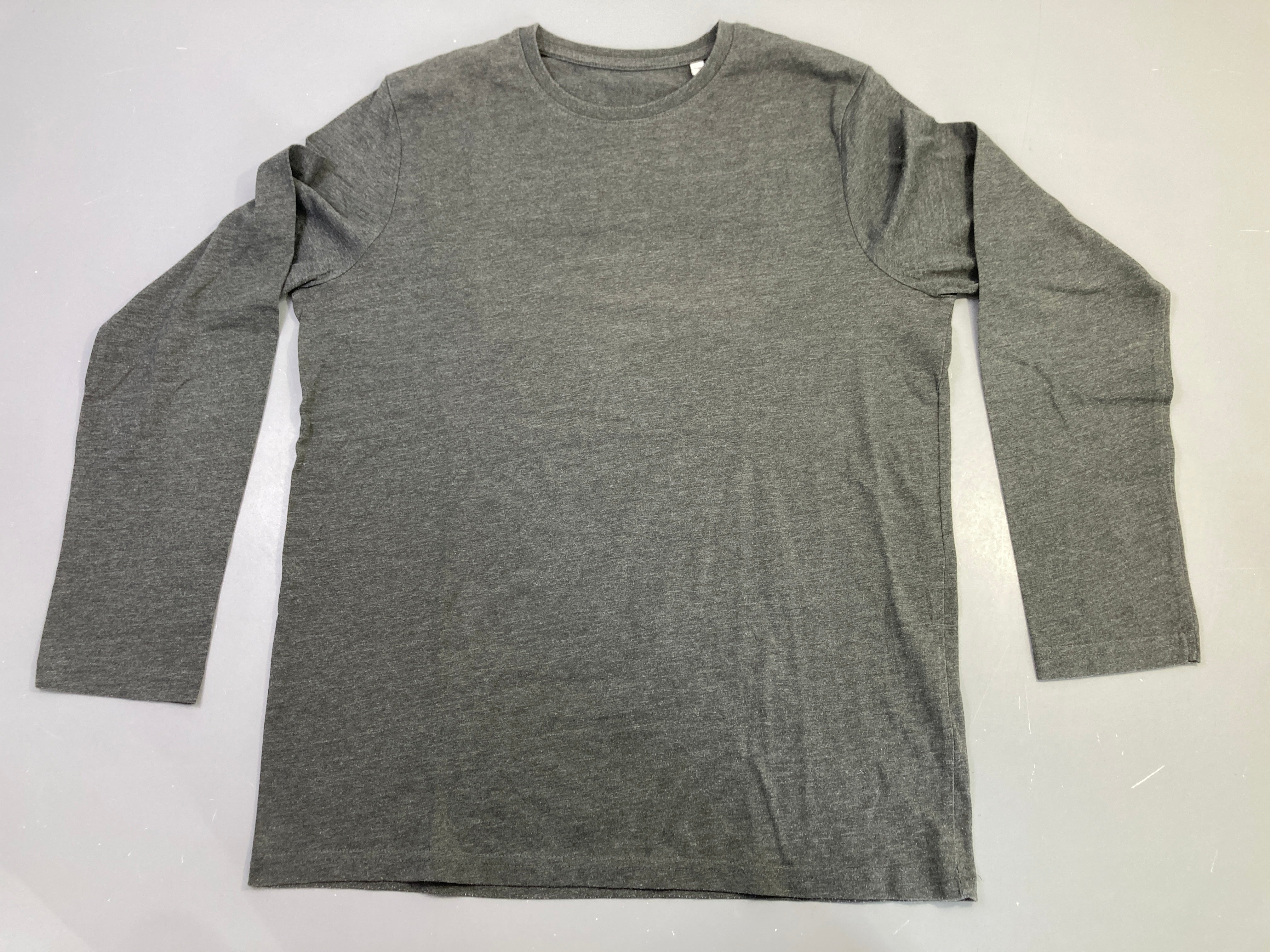 T-shirt m.l gris chiné uni Légèrement bouloché