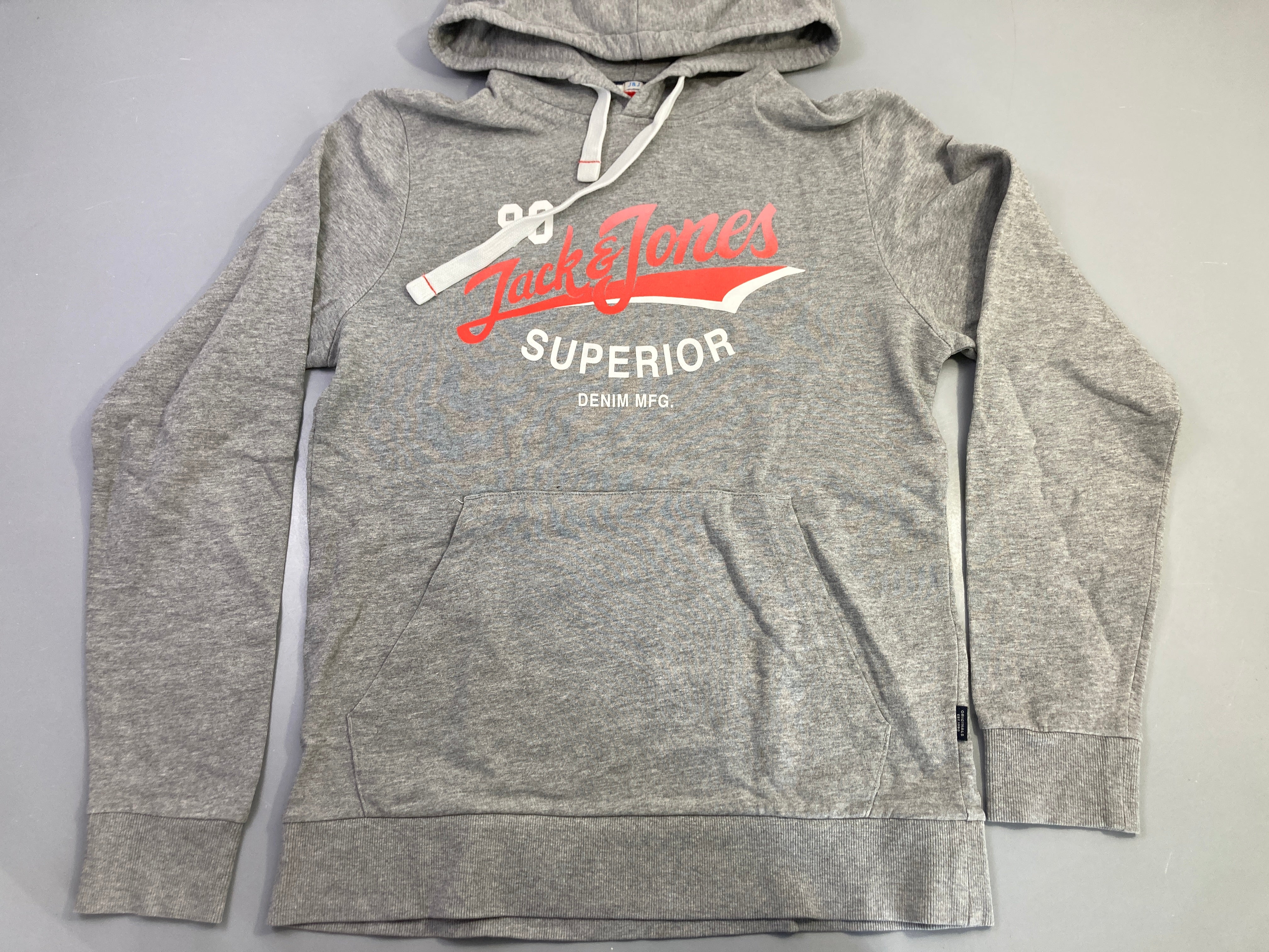 Sweat capuche gris chiné imprimé Superior Denim Mfg