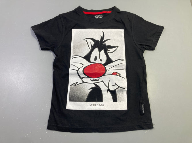 T-shirt m.c noir chat, life is a joke, Elevenparis, looney tunes, moins cher chez Petit Kiwi