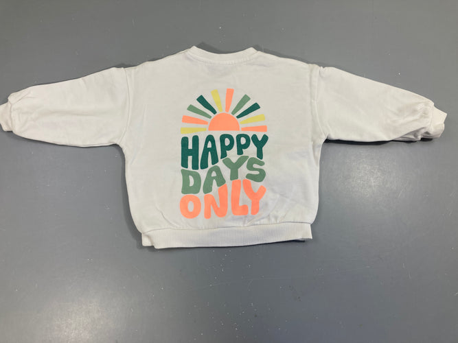 Sweat blanc happy, moins cher chez Petit Kiwi