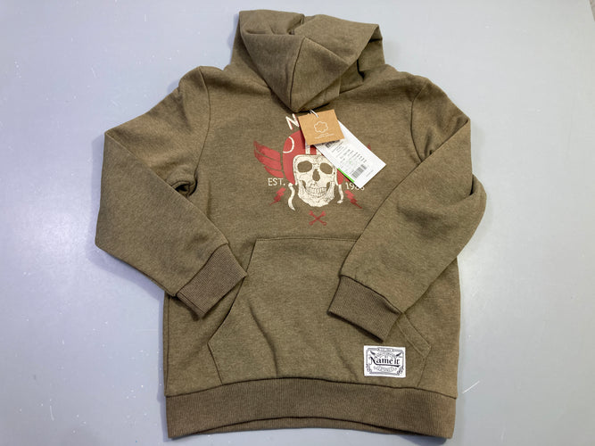 Sweat  à capuche brun clair, tête de mort, NEUF, moins cher chez Petit Kiwi