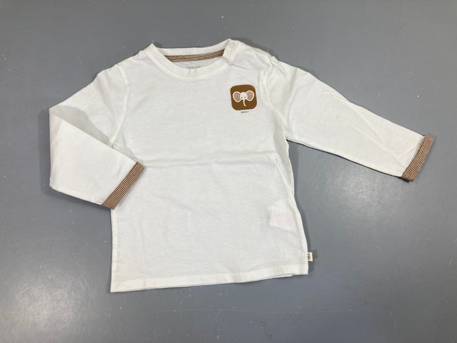 T-shirt m.l blanc éléphant, moins cher chez Petit Kiwi
