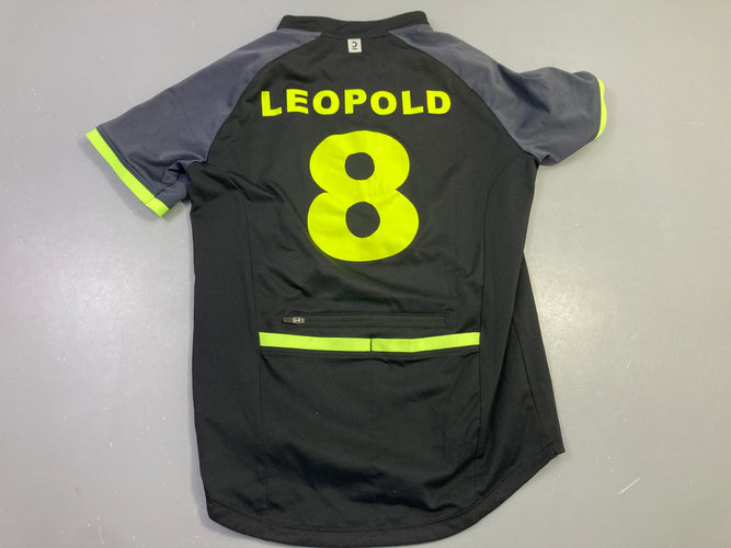 T-shirt m.c noir vélo, inscription dos 8 LEOPOLD, moins cher chez Petit Kiwi