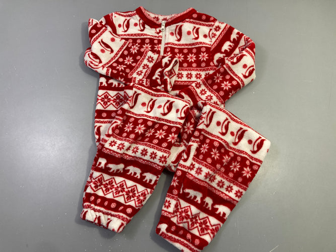 Surpyjama rouge et blanc motifs hiver, moins cher chez Petit Kiwi