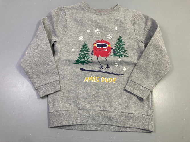 Sweat de Noël gris clair , xmas dude, moins cher chez Petit Kiwi