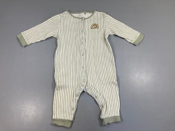 Combinaison m.l jersey blanc ligné vert happy, moins cher chez Petit Kiwi