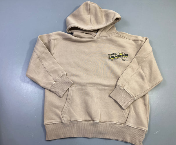 Sweat à capuche beige, 100% loading, motifs dans le dos, moins cher chez Petit Kiwi