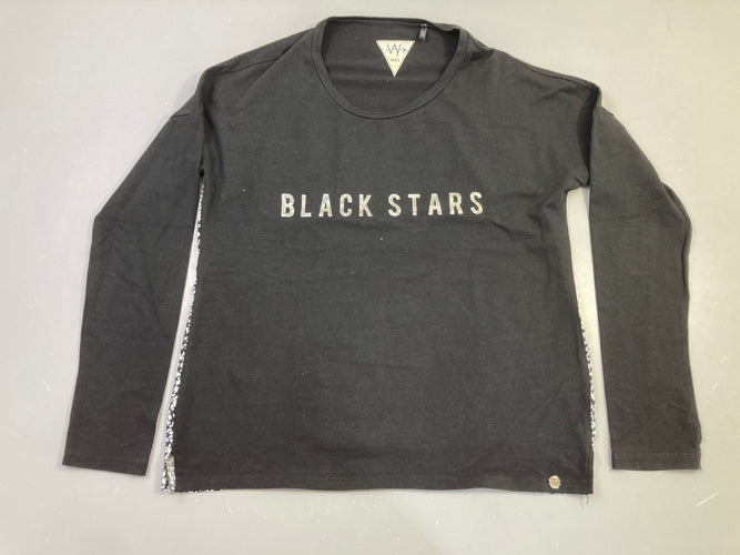 Blouse bi-matière ml noire Black Stars dos écru étoilé noir, moins cher chez Petit Kiwi