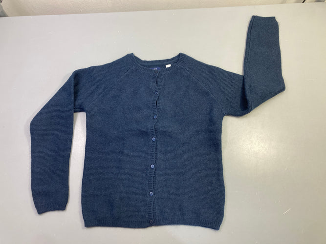 Gilet maille bleu foncé légèrement bouloché 10%Laine, moins cher chez Petit Kiwi
