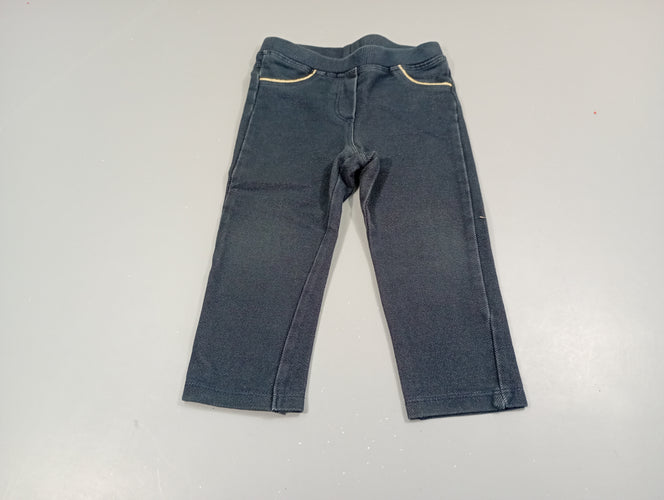 Jegging bleu marine chiné bords  des fausses poches dorés, moins cher chez Petit Kiwi