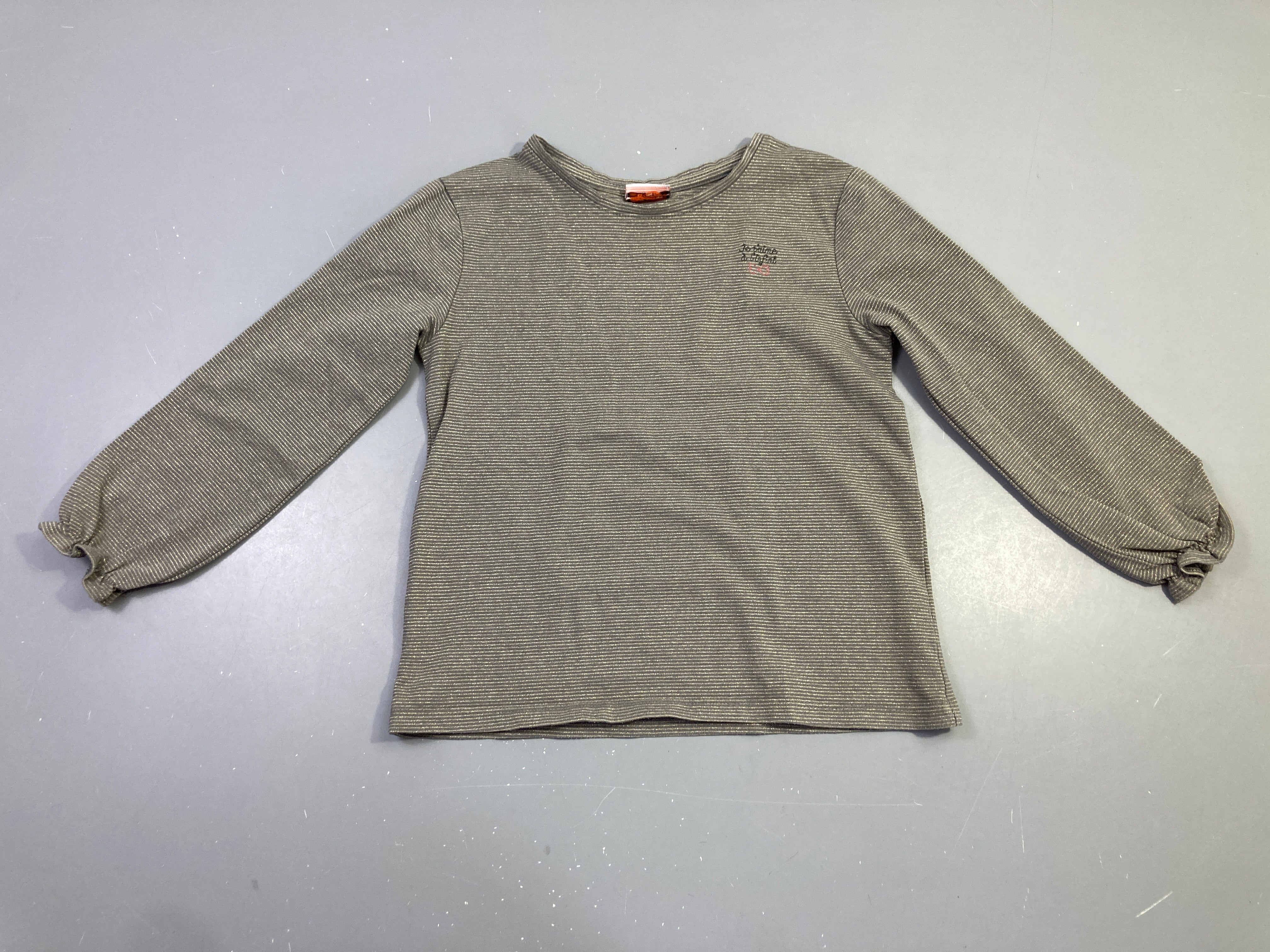 T-shirt m.l gris rayé pailleté