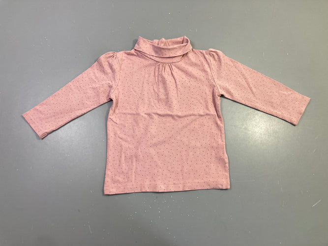 T-shirt m.l rose col roulé à pois, moins cher chez Petit Kiwi