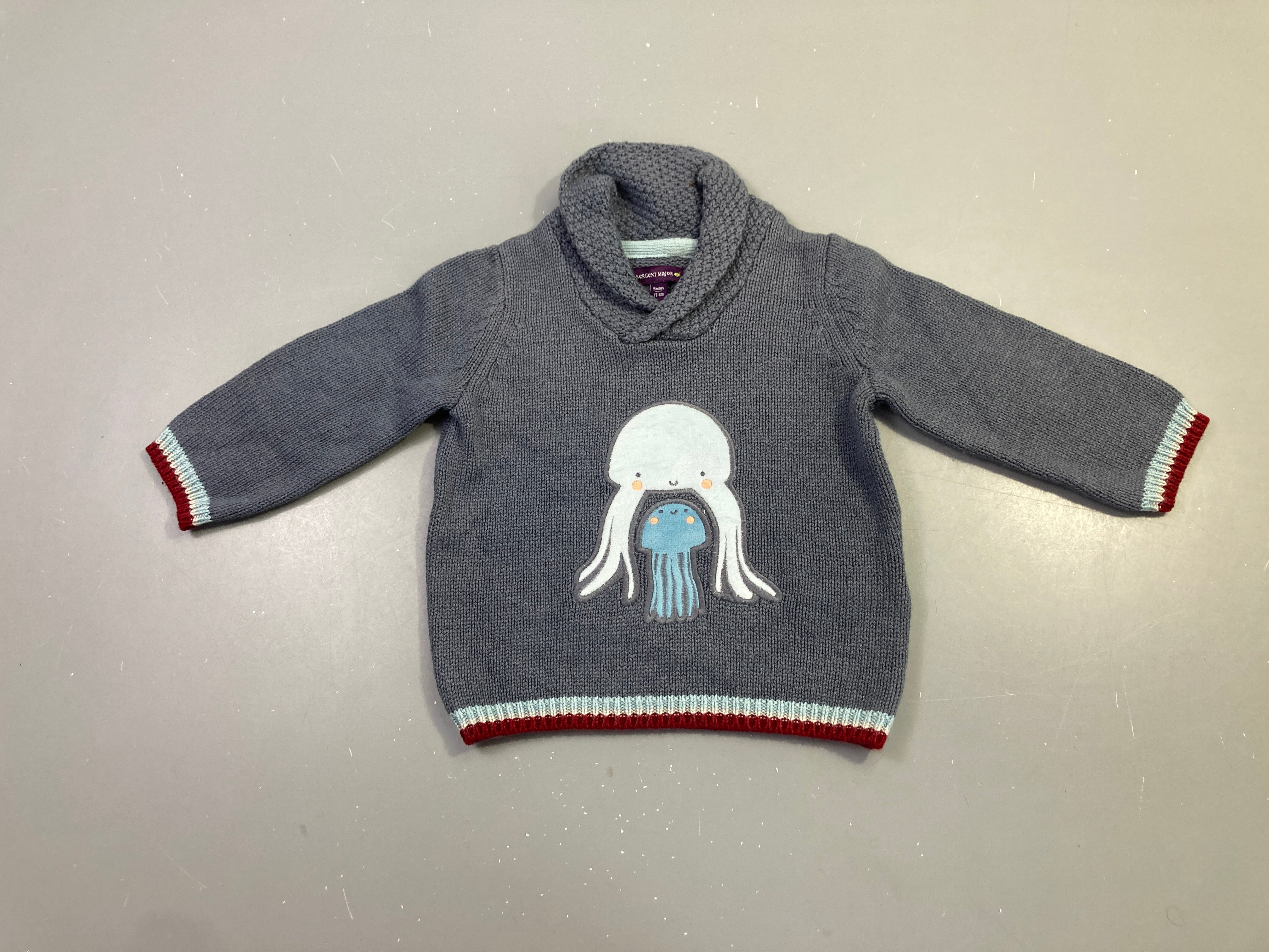 Pull gris col châle imprimé méduse col camioneur 6%laine