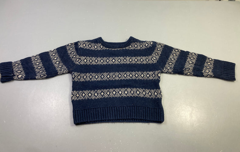 Pull marine rayé motifs beige 22%Laine Bouloché, moins cher chez Petit Kiwi