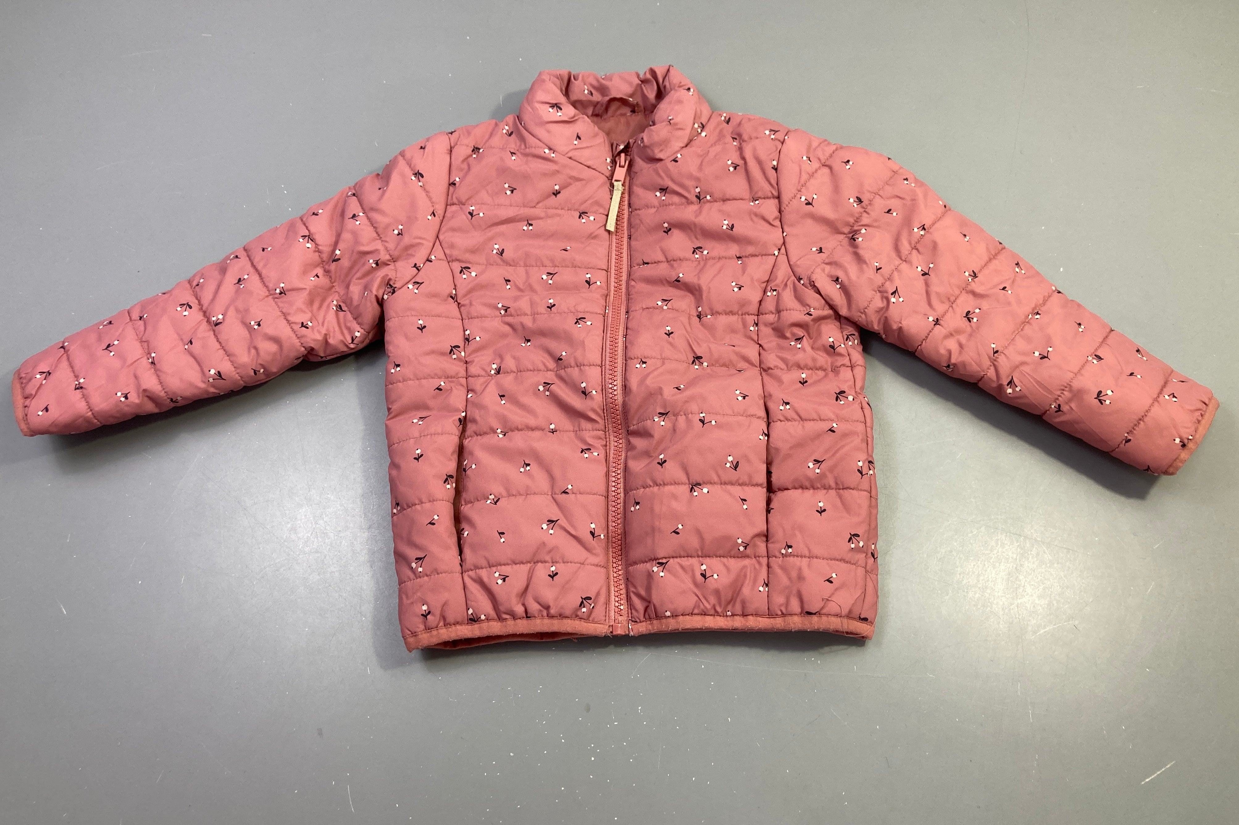 Veste zippée rose ancien fleurs