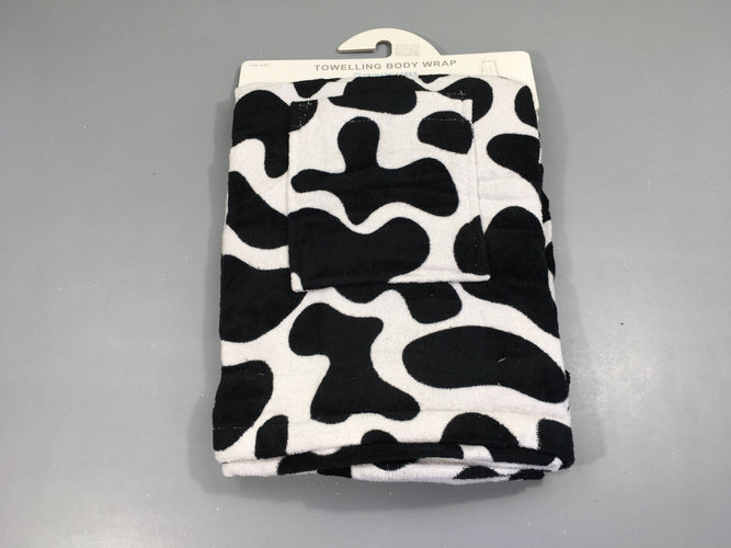 NEUF essuie toweling body wrap motifs vache, moins cher chez Petit Kiwi