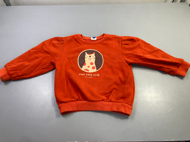 Sweat molleton orange "cool cats club" (petit défaut floc), moins cher chez Petit Kiwi
