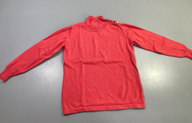 Pull col montant rose boutons épaule Légèrement bouloché, moins cher chez Petit Kiwi