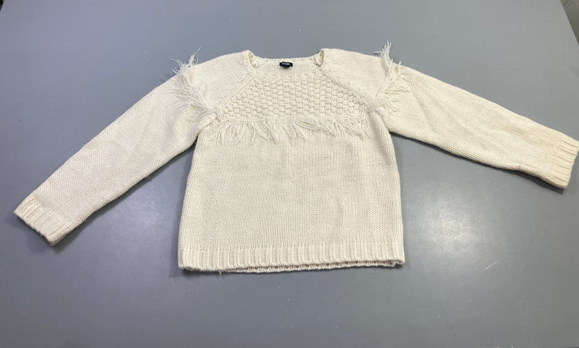 Pull écru franges, moins cher chez Petit Kiwi