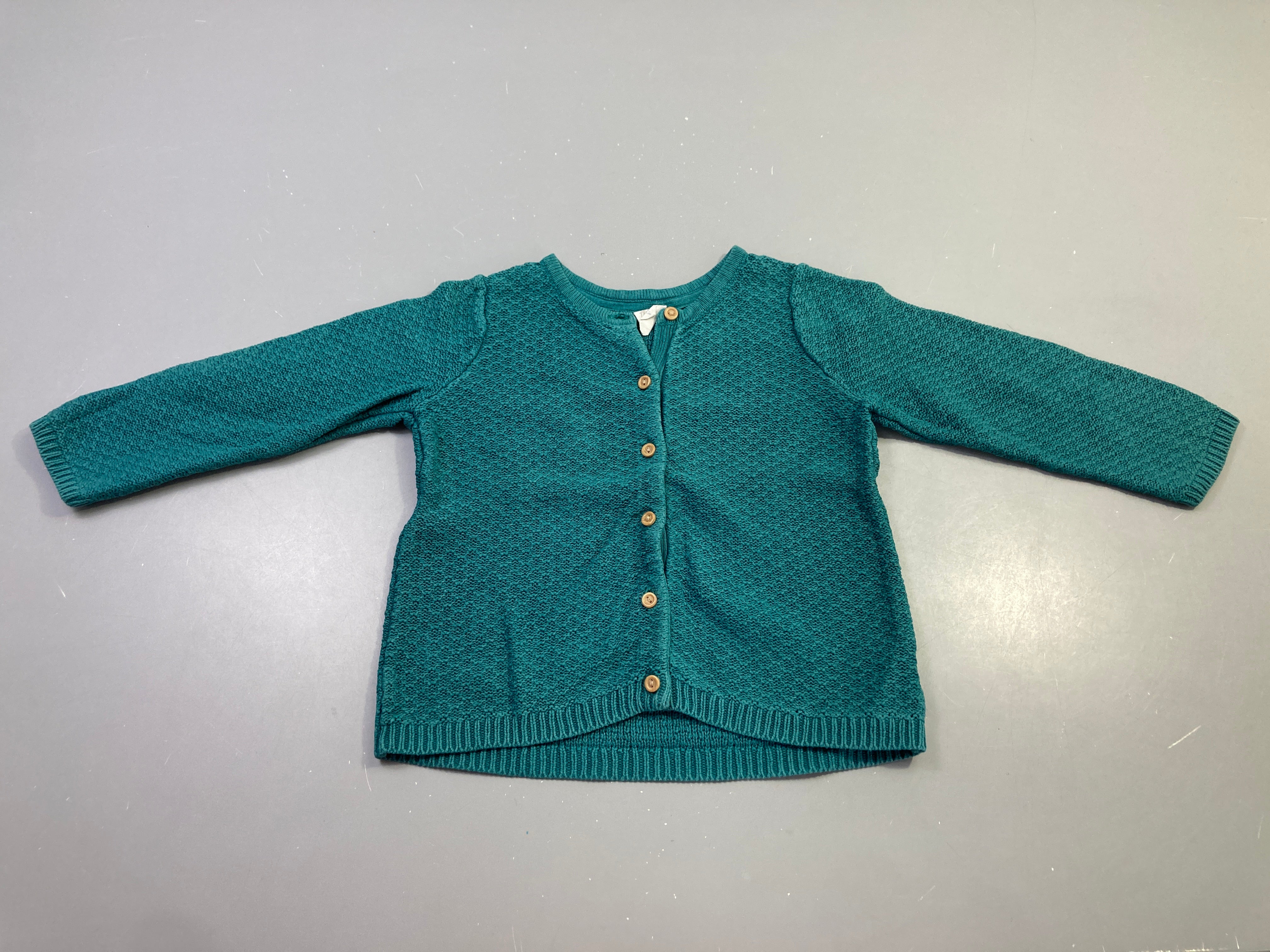 Gilet tricot vert chiné boutonné
