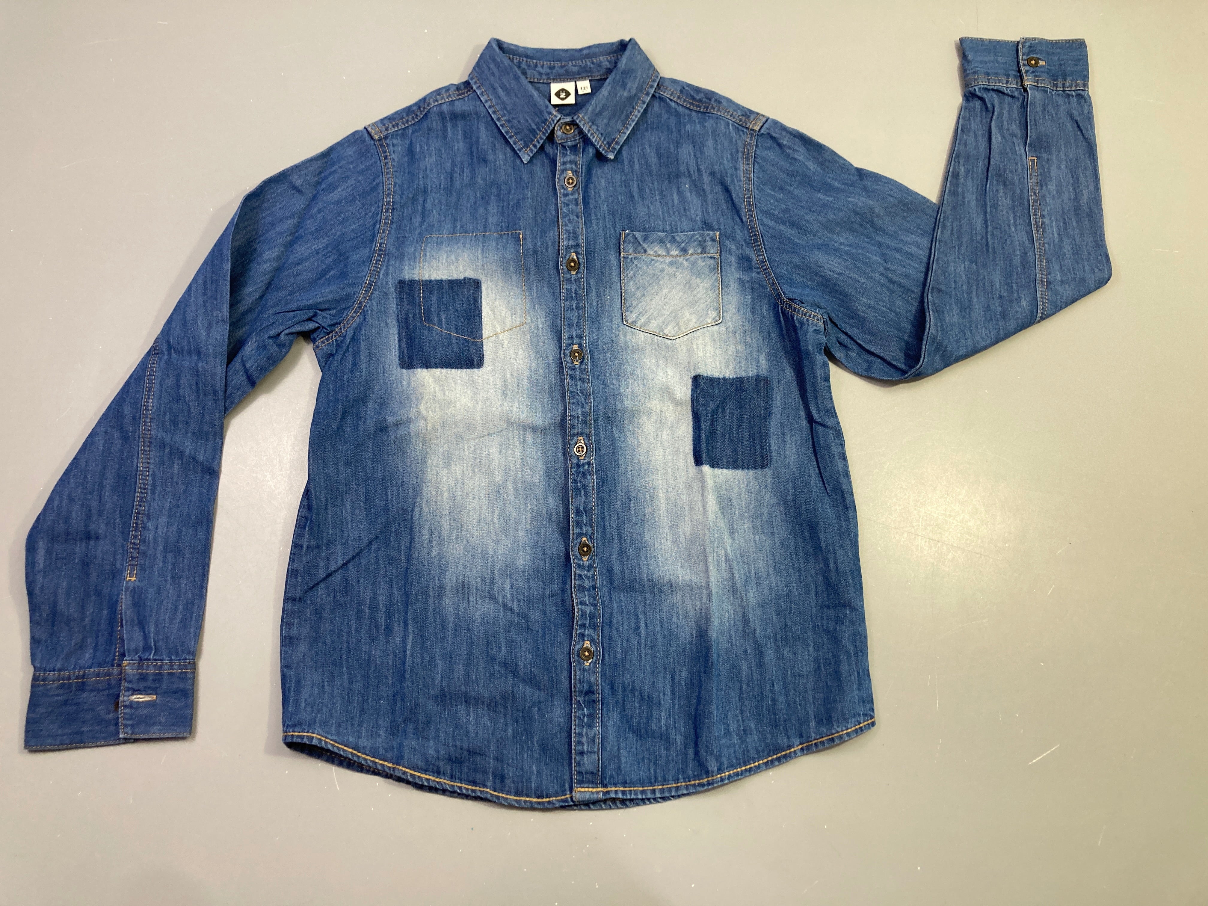 Chemise m.l denim bleu poches contrastées