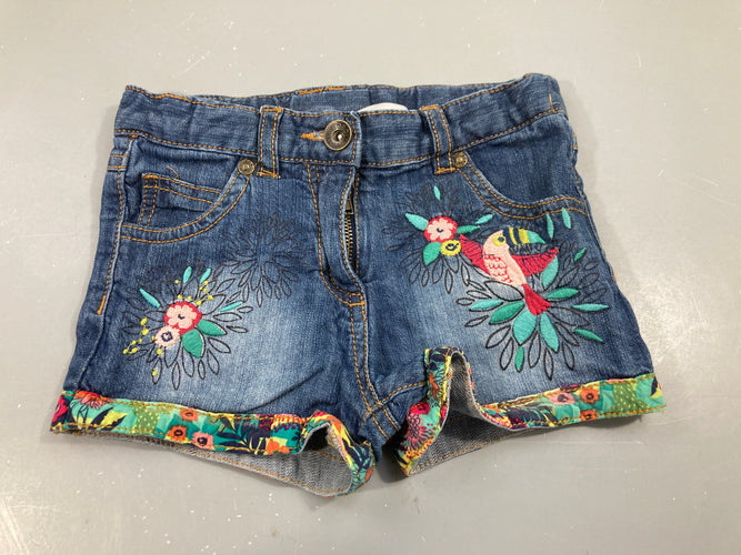 Short en jean broderie, moins cher chez Petit Kiwi