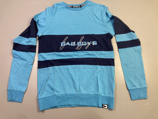 T-shirt m.l bleu ciel rayures marine, moins cher chez Petit Kiwi