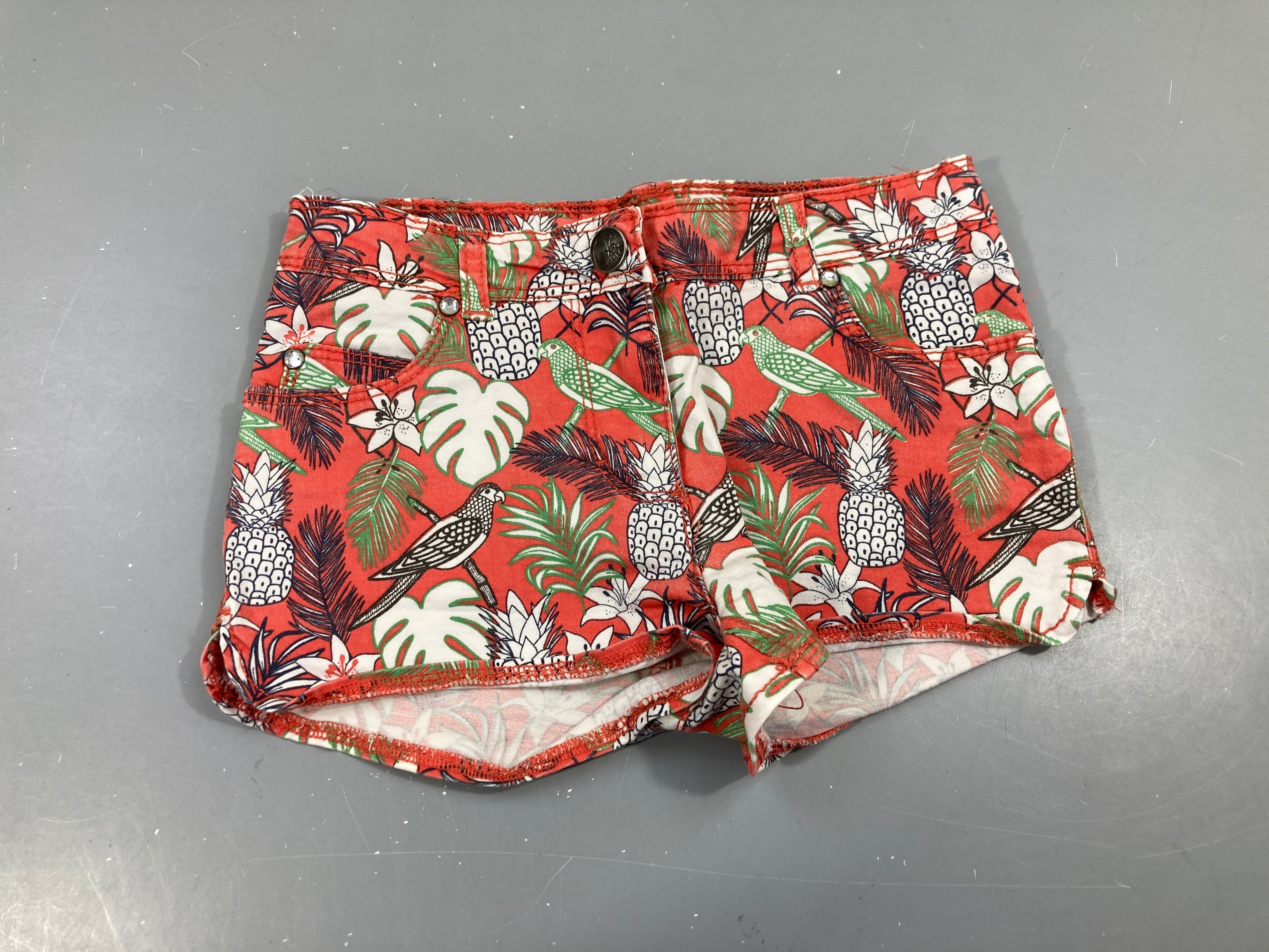 Short orangé feuillage ananas Strass