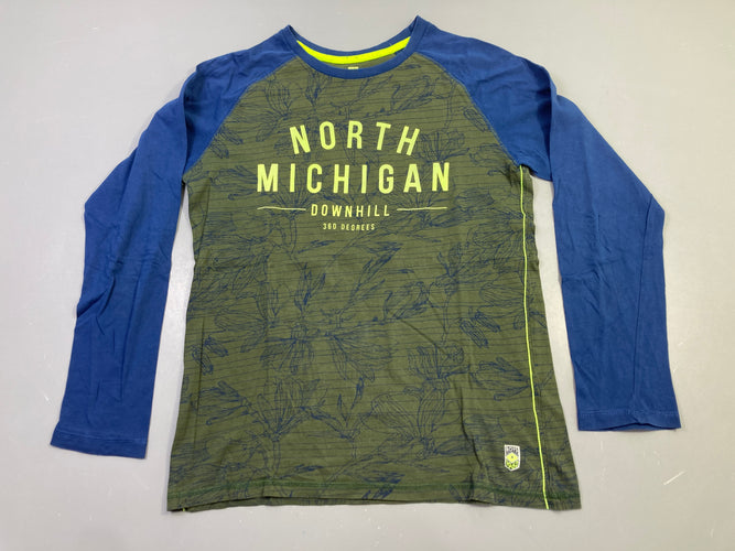 T-shirt m.l kaki manches bleues "North Michigan", moins cher chez Petit Kiwi