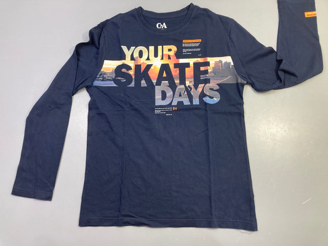 T-shirt m.l bleu marine "Your Skate Days", moins cher chez Petit Kiwi