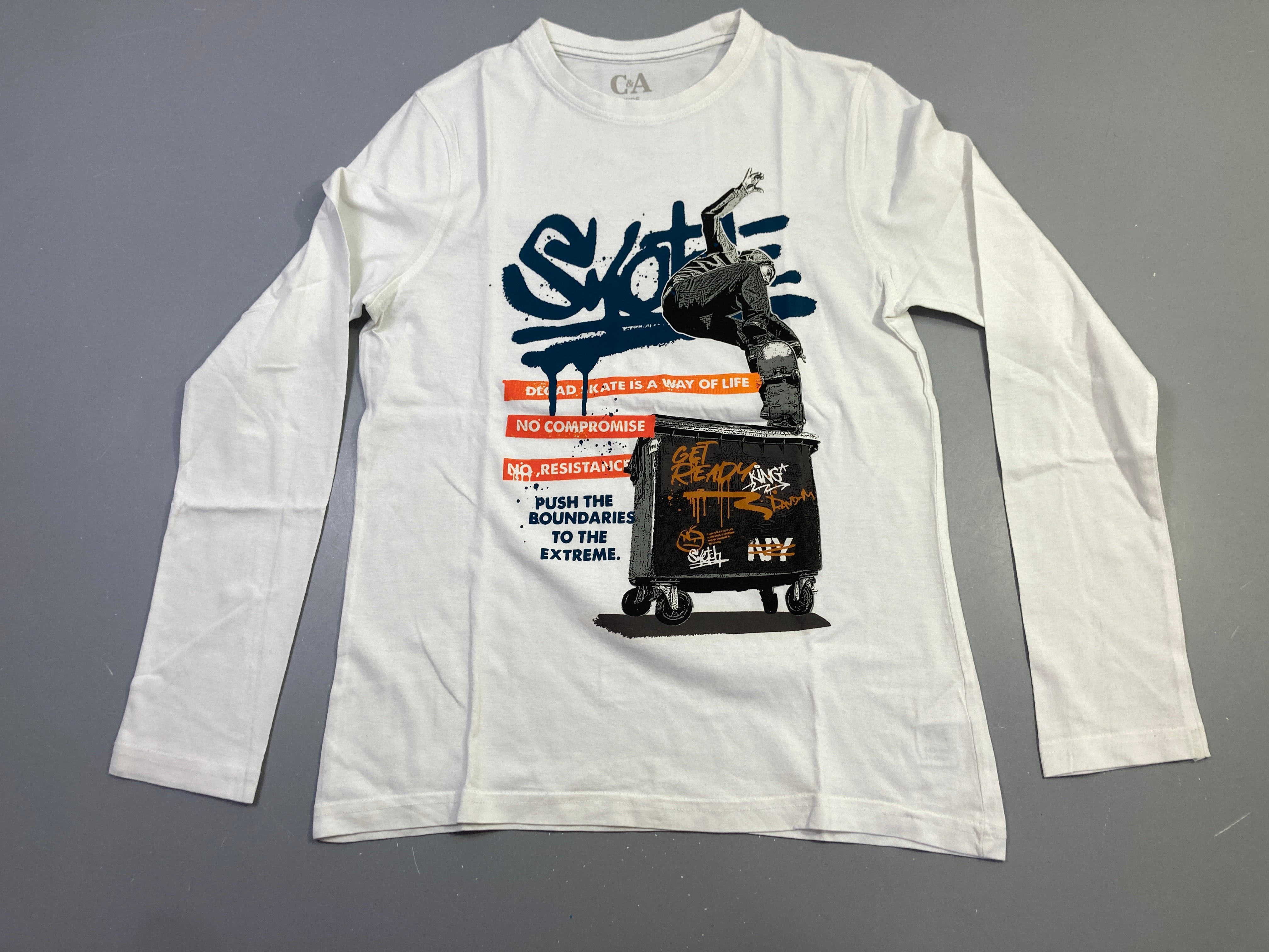 T-shirt m.l blanc skateur 