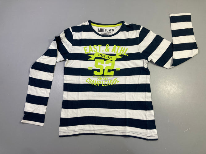 T-shirt m.l rayé marine blanc "East Athl 52", moins cher chez Petit Kiwi
