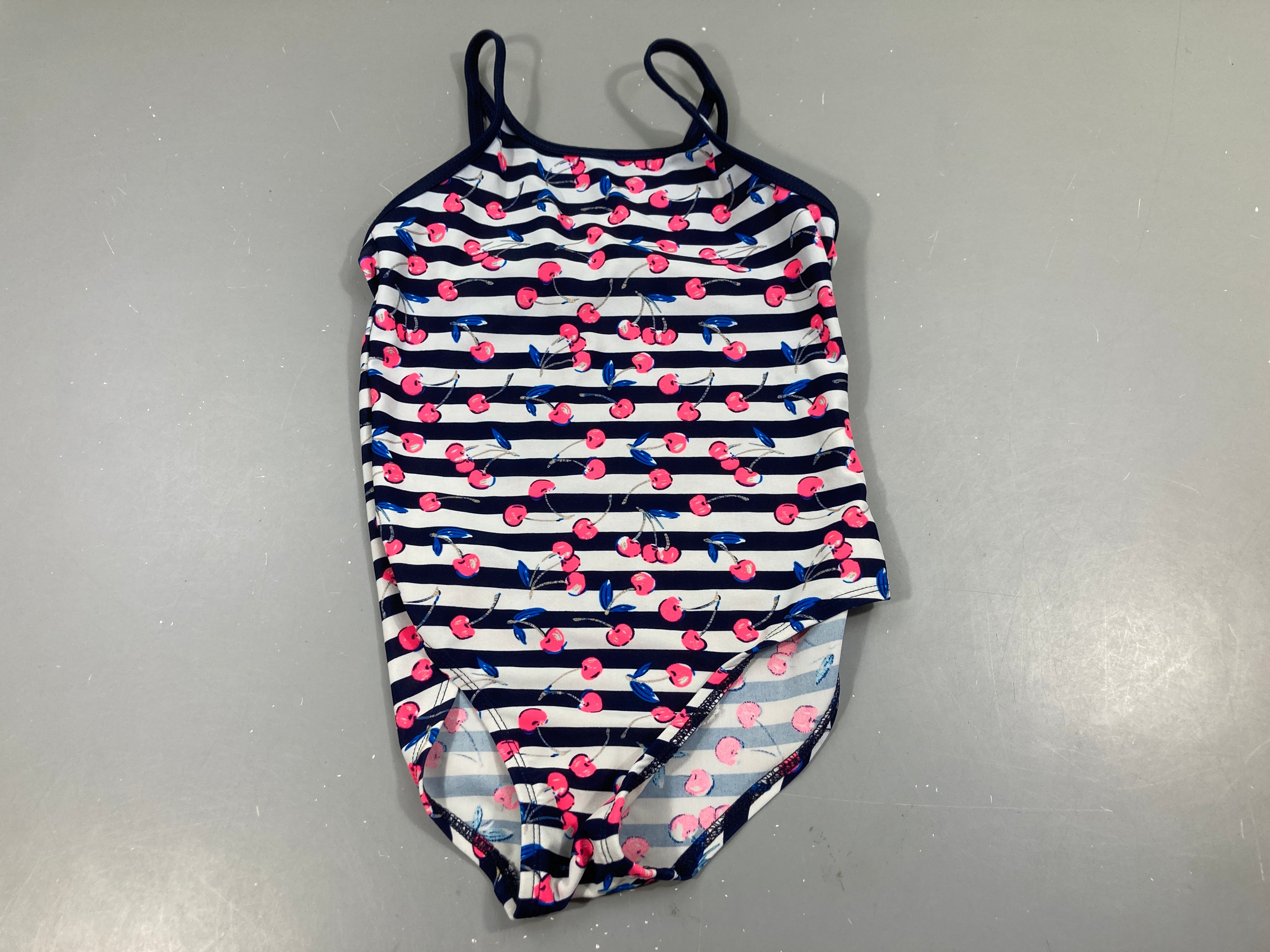 Maillot blanc rayé bleu cerises