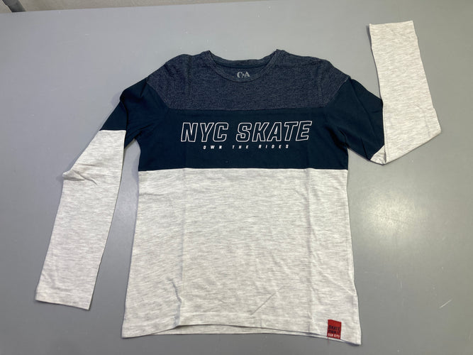 T-shirt m.l gris chiné bicolore marine "NYC Skate", moins cher chez Petit Kiwi