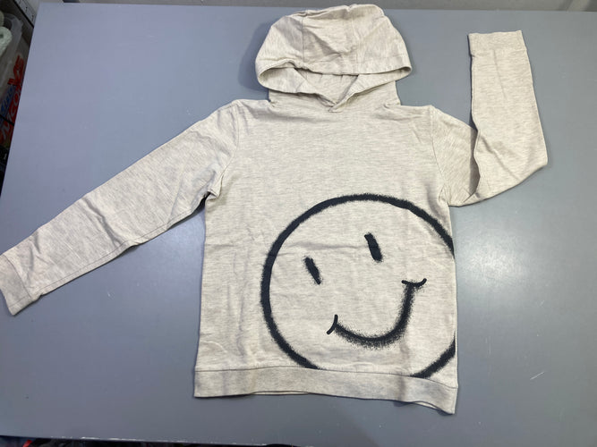 Sweat léger à capuche beige souriant, moins cher chez Petit Kiwi