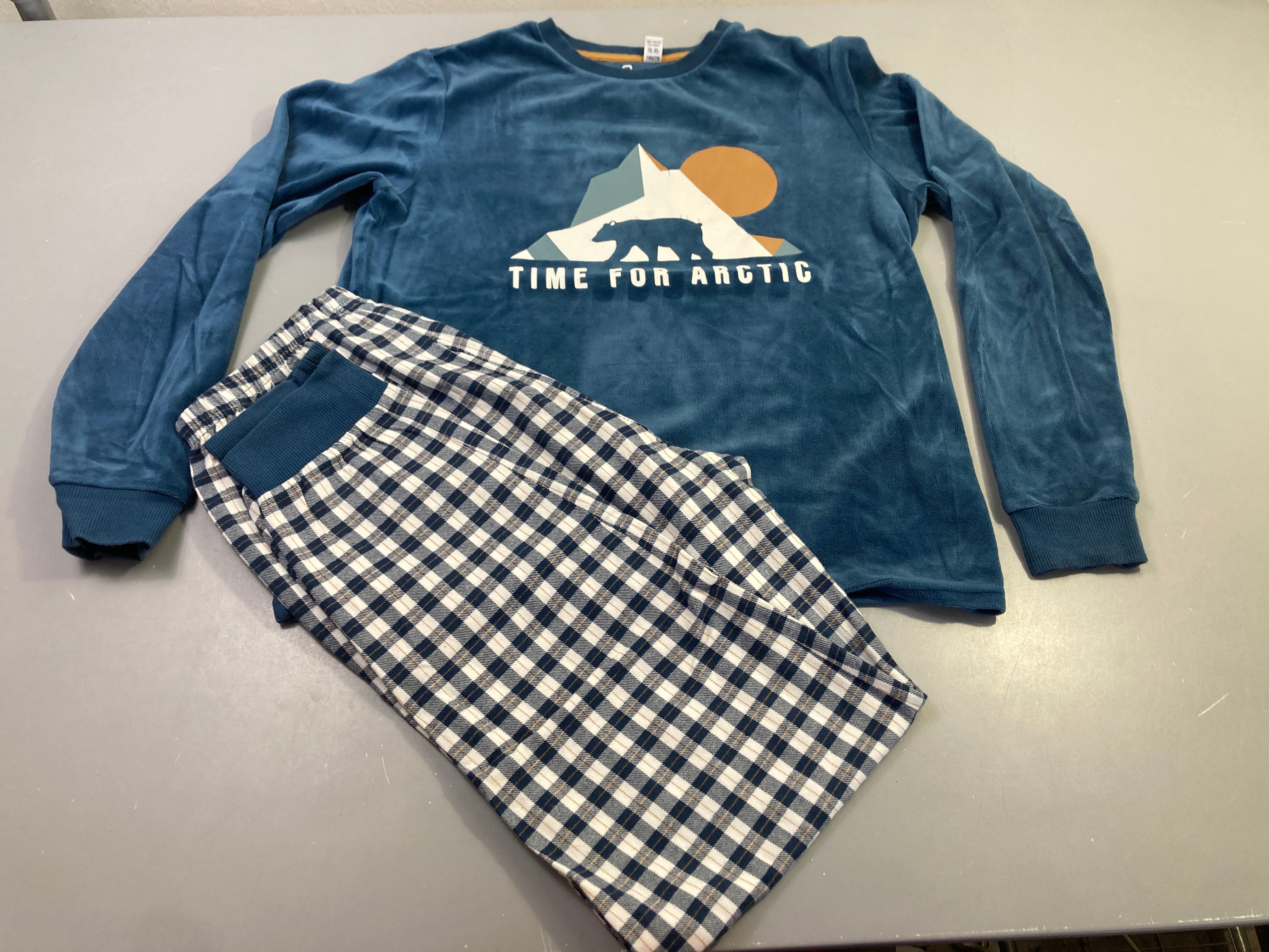 Pyjama bleu 2pcs velours 